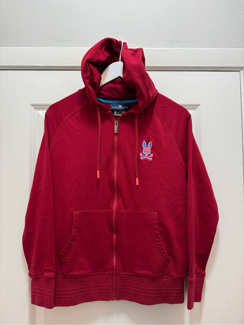 Psycho Bunny Mulled Wine Red Bennett French Terry Full Zip Hoodie